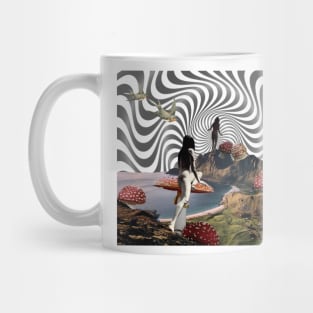 Mushroom Exploring Collage Art Mug